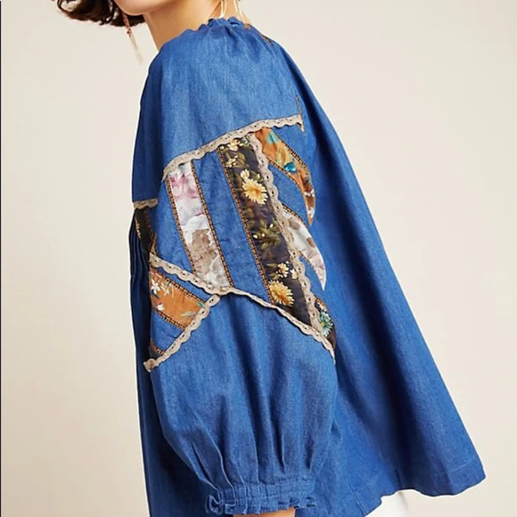 Anthropologie Ulla Patchwork Denim Blouse - Picture 8 of 9